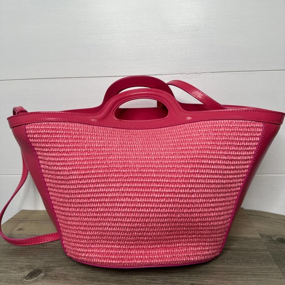 Marni Tropicalia Small Bag tote in Pink Leather Raffia purse crossbody woven New - Picture 4 of 15